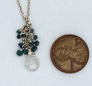 Diamond and rainbow moonstone necklace