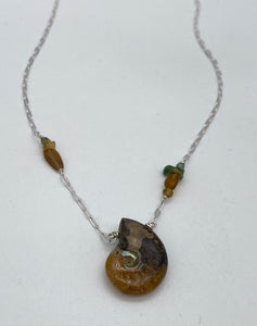 Ammonite and opal necklace