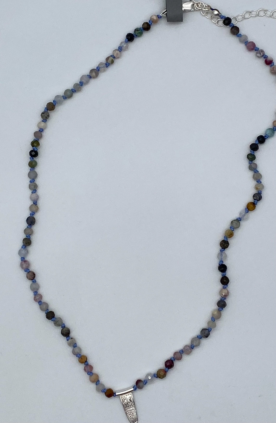 Knotted assorted gemstone necklace