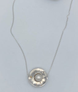 Pearl, Thai silver, and 14 k gold necklace