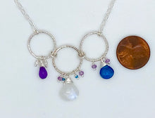Load image into Gallery viewer, Rainbow moonstone, apatite, and amethyst necklace
