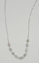 Load image into Gallery viewer, Rose quartz, green amethyst, aquamarine, and silver necklace
