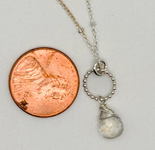 Load image into Gallery viewer, Rainbow moonstone and silver necklace
