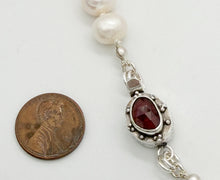 Load image into Gallery viewer, Pearl and garnet necklace
