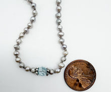 Load image into Gallery viewer, Pearl and blue topaz necklace

