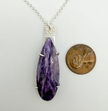 Load image into Gallery viewer, Charoite and silver necklace
