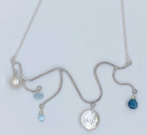 Pearl, topaz, and quartz necklace