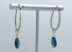 Moss kyanite and silver earrings