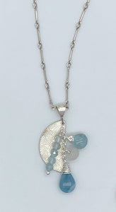 Aquamarine and rainbow moonstone necklace