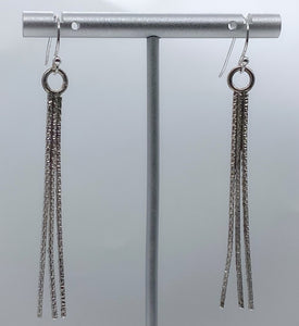 Textured silver fringe earrings