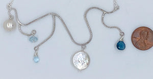 Pearl, topaz, and quartz necklace