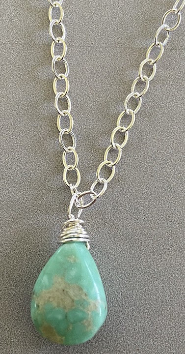 Turquoise (December) sterling silver necklace