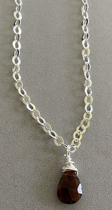Garnet (January) sterling silver necklace