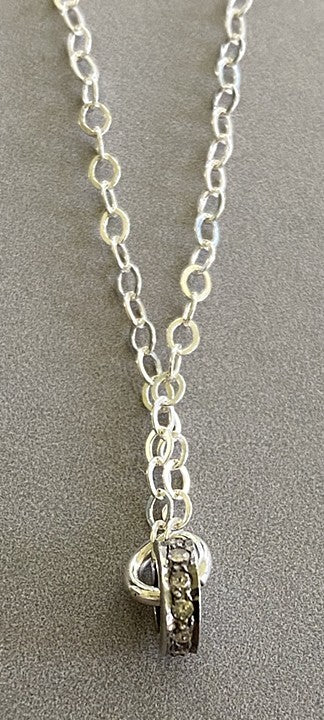 Pave diamond (April) sterling silver necklace