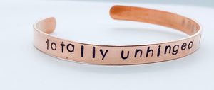 Stamped copper cuff bracelet--multiple varieties
