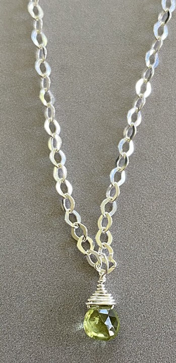 Peridot (August) sterling silver necklace
