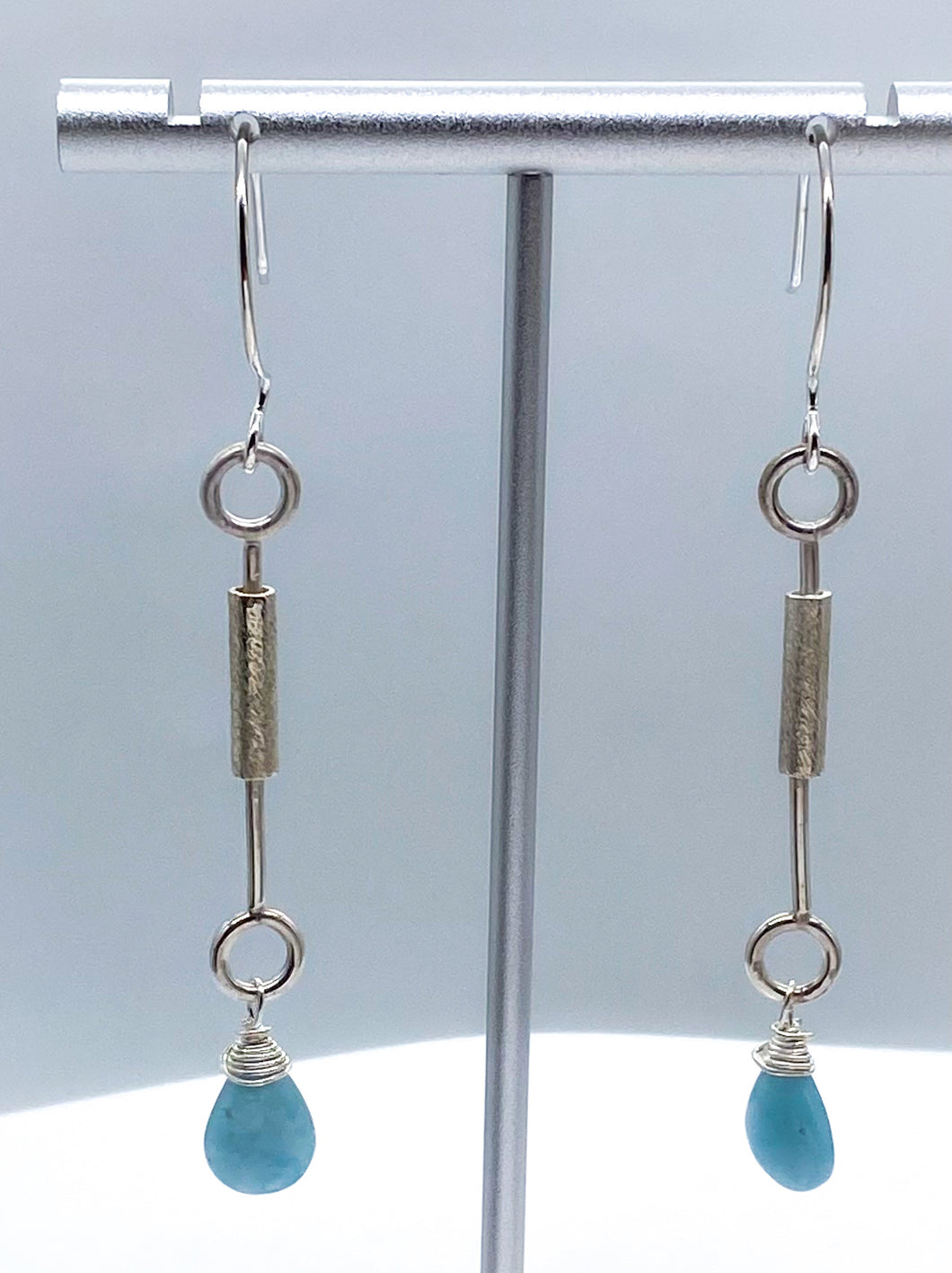 Blue quartz and silver earrings