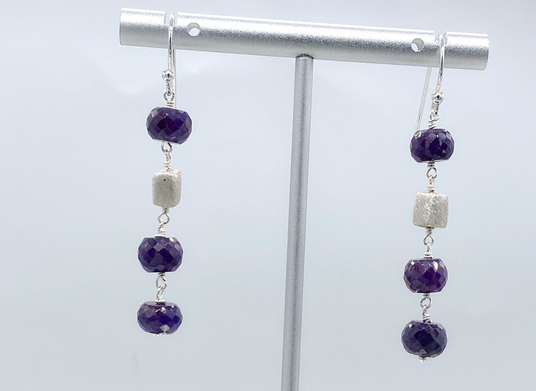 Sapphire and silver earrings