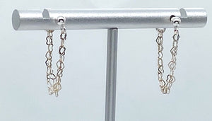 Tiny silver heart chain earrings