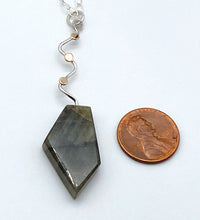 Load image into Gallery viewer, Labradorite, silver, and gold necklace
