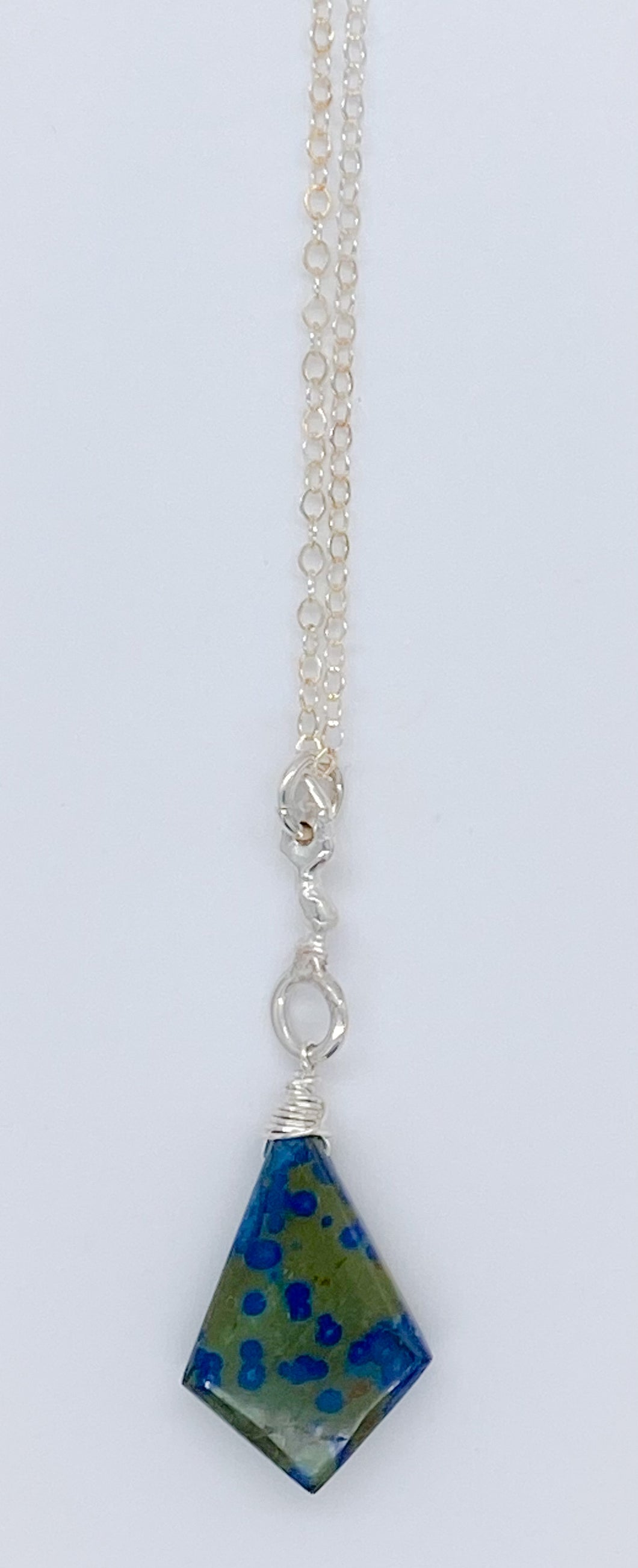Azurite malachite and silver necklace