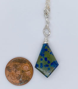 Azurite malachite and silver necklace